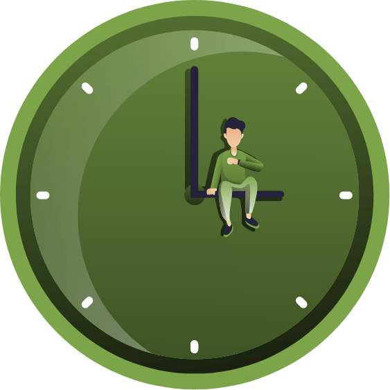 Groene klok met persoon